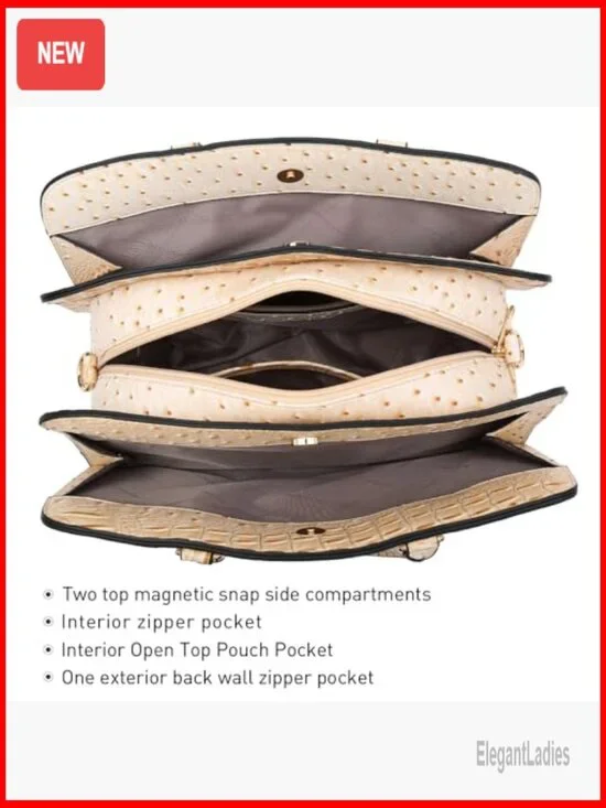 Vegan Leather Satchel Tote Set with 3 Compartments & Adjustable Strap - Picture 5 of 6